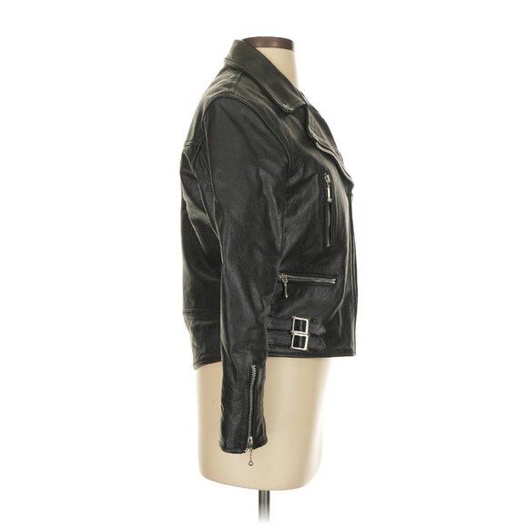 Women's Black Leather Jacket - Picture 6 of 10